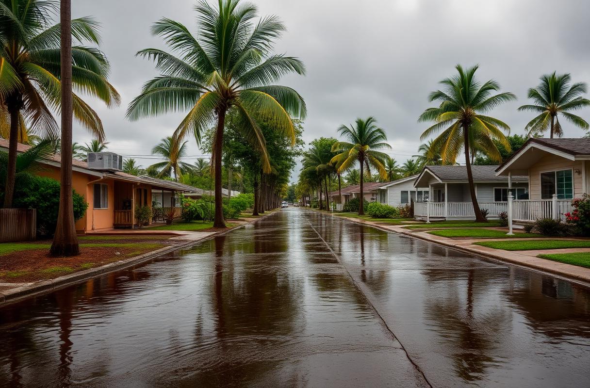 Flooding in a Maui neighborhood